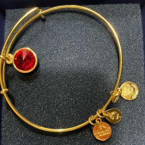 Alex and Ani adjustable bangle birthstone bracelet in shiny gold finish